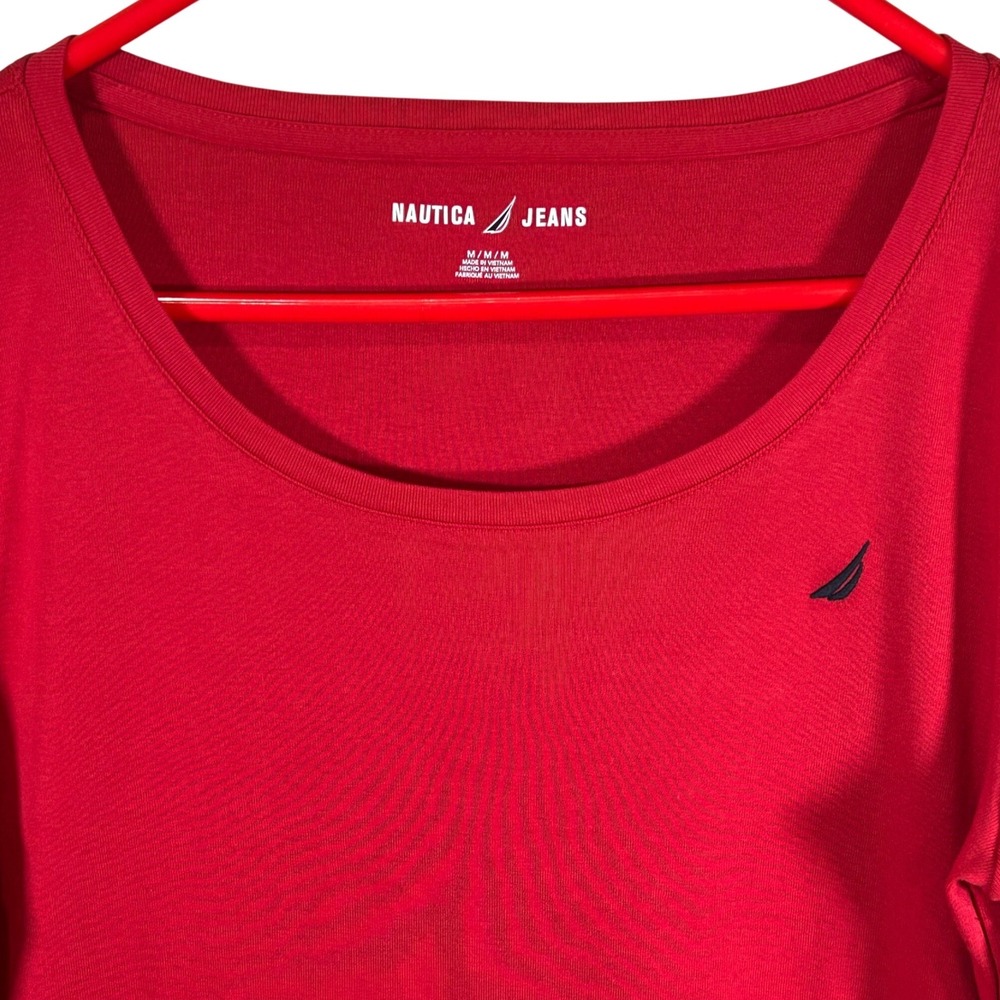 Nautica Jeans Womens‎ Samba Red Long Sleeve Scoop Neck Cotton T-Shirt Size M NEW